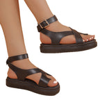 Damen Komfortable Wedge-Sandalen mit verstellbarem Riemen und rutschfester Sohle R&B