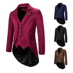 Herren eleganter Steampunk-Sakko mit asymmetrischem Schnitt und edlen Details R&B