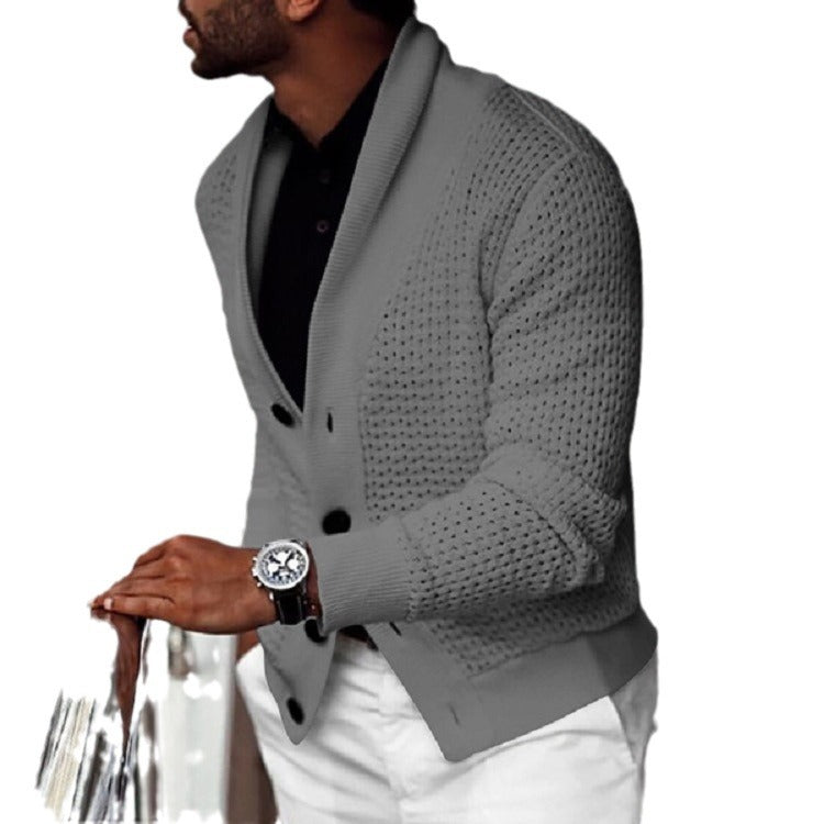 Herren Strickjacke mit strukturiertem Design und elegantem Schalkragen R&B