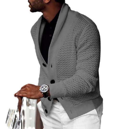 Herren Strickjacke mit strukturiertem Design und elegantem Schalkragen R&B
