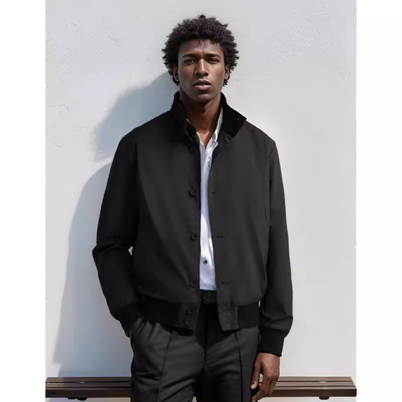 Herren Casual-Bomberjacke mit hohem Kragen und praktischen Taschen R&B