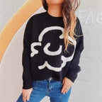 Damen gemütlicher Pullover mit verspieltem Motiv R&B