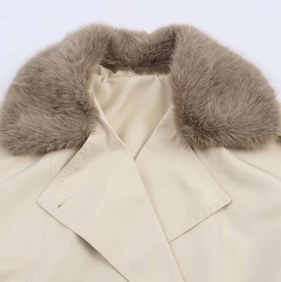 Damen Übergangsjacke mit luxuriösem Kunstfellkragen und praktischen Knöpfen R&B