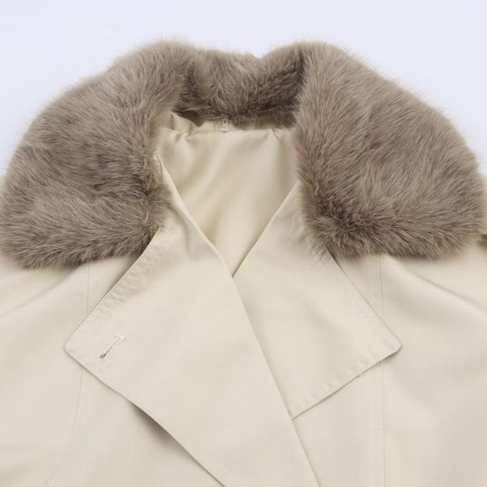 Damen Übergangsjacke mit luxuriösem Kunstfellkragen und praktischen Knöpfen R&B