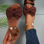 Damen Sandalen mit dekorativem Schleifenakzent und eleganten Perlendetails R&B