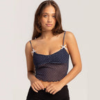 Damen gepunktetes Crop-Top mit verstellbaren Trägern R&B