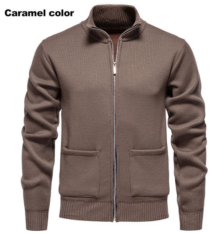 Herren Strickjacke mit durchgehendem Reißverschluss und seitlichen Taschen R&B