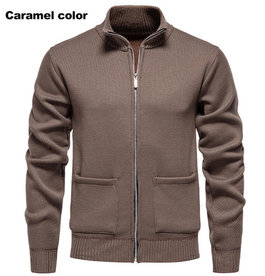 Herren Strickjacke mit durchgehendem Reißverschluss und seitlichen Taschen R&B