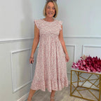 Damen luftiges Maxikleid mit Rüschen und floralem Design R&B
