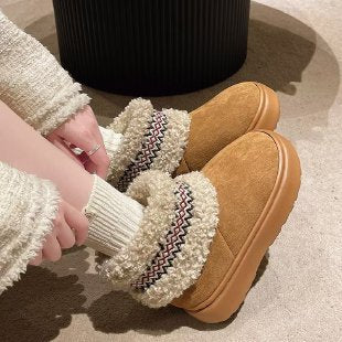 Damen komfortable Hausschuhe mit flauschigem Futter und modischen Akzenten R&B
