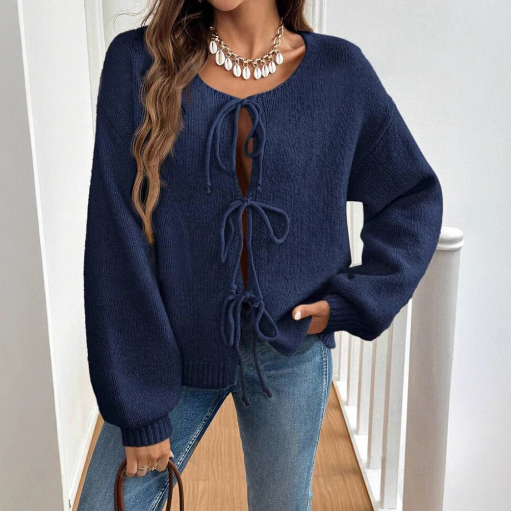 Damen Pullover mit Kordelzug und überschnittenen Ärmeln R&B