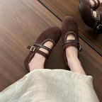 Damen Elegante Ballerinas mit dekorativen Schnallen und weichem Wildleder R&B