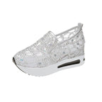 Damen Slip-On Sneakers mit funkelndem Strass und elastischem Riemen R&B