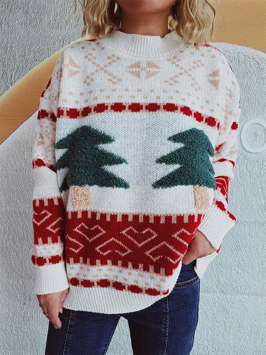 Damen festlicher Strickpullover mit weihnachtlichem Motiv und weichem Material R&B