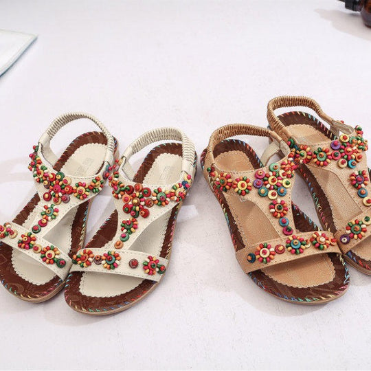 Damen modische Sandalen mit bunten Blumenapplikationen R&B