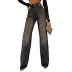 Damen hochtaillierte Leo Jeans R&B