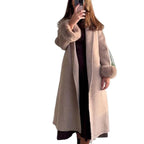Damen Eleganter Wollmantel mit luxuriösen Pelzärmeln R&B
