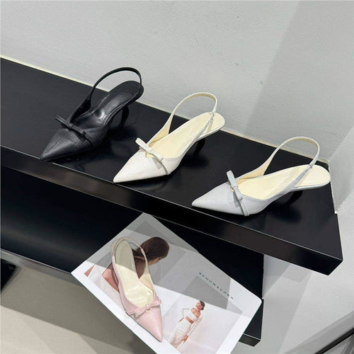 Damen elegante Slingback-Pumps mit feinem Riemchen und Schleifenapplikation R&B