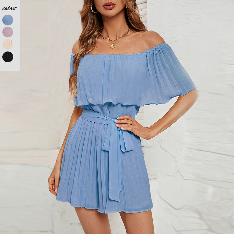Damen Jumpsuit mit eleganter Rüsche und verstellbarem Taillengürtel R&B