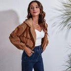 Damen lässige Kapuzenjacke mit großzügigen Taschen und Reißverschluss R&B