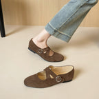Damen Ballerinas mit modernem Riemen und eleganter Schnalle