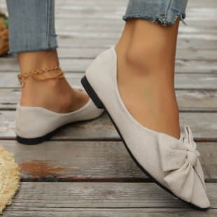 Damen nan spitze Ballerina-Slipper mit dekorativer Schleife und gepolstertem Komfortfußbett R&B