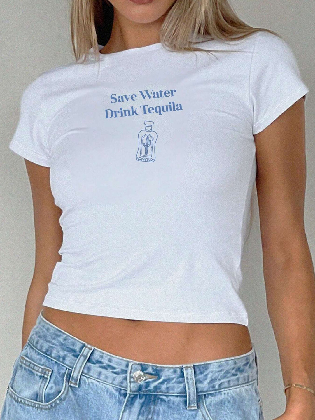 Damen Crop-T-Shirt mit künstlerischem Statementdruck R&B