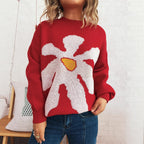Damen verspielter Strickpullover mit floraler Applikation R&B