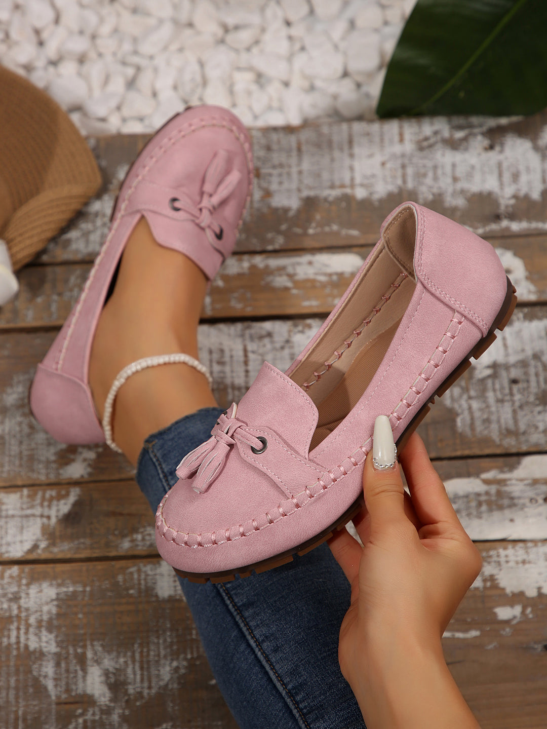 Damen Mokassins mit modischem Quasten-Detail und bequemer Sohle R&B