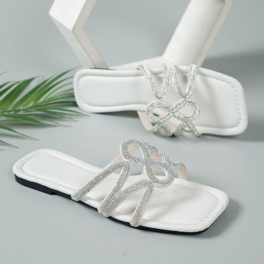 Damen Glitzernde Zehentrenner-Sandalen mit eleganter Schleifenverzierung R&B