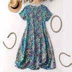 Damen Maxikleid mit V-Ausschnitt und buntem Paisleymuster R&B