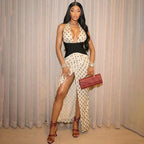 Damen Maxikleid mit tiefem V-Ausschnitt und Wickeldesign R&B