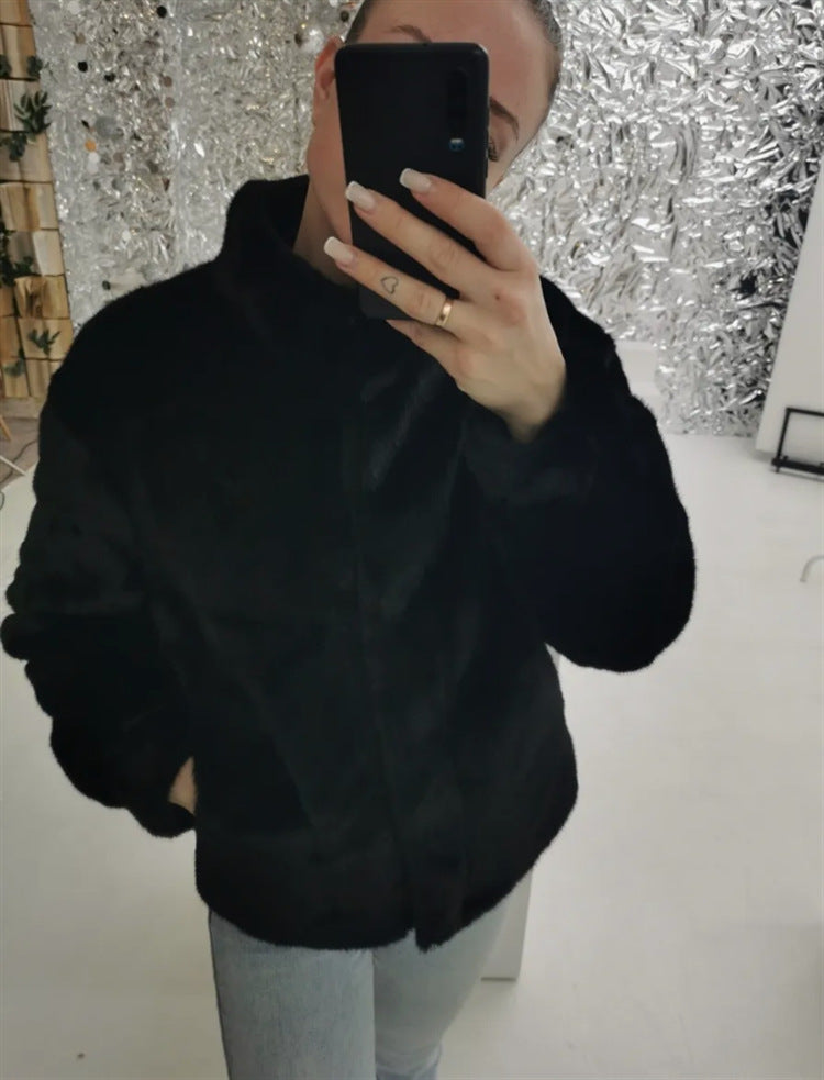 Damen Fleecejacke mit hohem Kragen und seitlichen Eingrifftaschen R&B