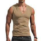 Herren nan tailliertes Tanktop mit tiefem V-Ausschnitt und Stretch-Baumwollmix R&B