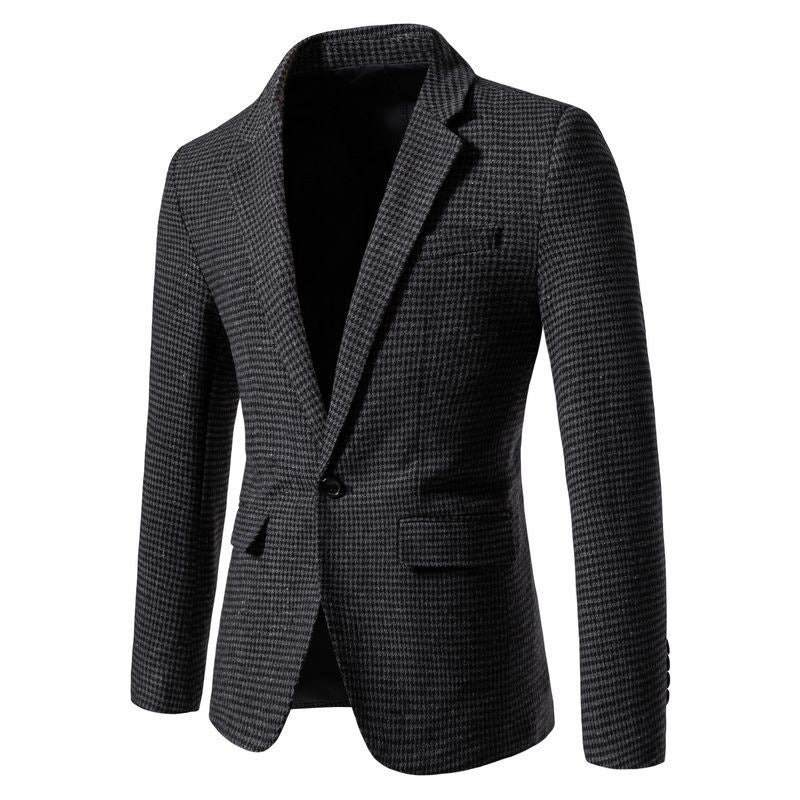 Herren elegante Anzugjacke im klassischen Hahnentritt-Design R&B