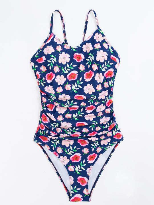 Damen Eleganter Einteiler Badeanzug mit floralem Design R&B