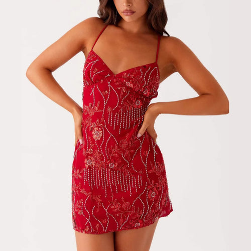 Damen Glamouröses Minikleid mit funkelnden Pailletten und verführerischen Details R&B