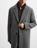 Herren eleganter Wollmantel mit klassischem Schnitt und bequemen Taschen Hedi-Mode