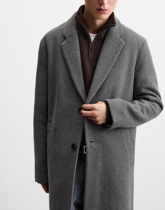 Herren eleganter Wollmantel mit klassischem Schnitt und bequemen Taschen Hedi-Mode