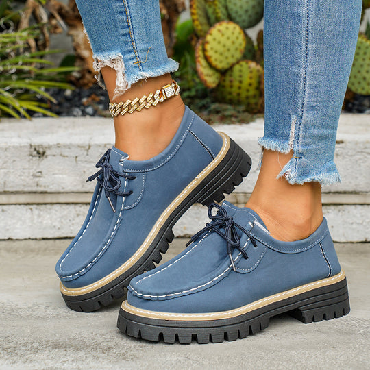 Damen bequeme Leder-Schnürschuhe mit rutschfester Sohle und praktischer Schnürung R&B