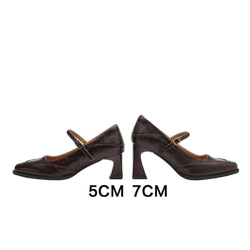 Damen elegante Mary Jane Pumps mit stabiler Blockabsatz R&B
