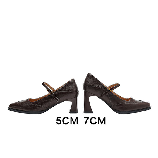 Damen elegante Mary Jane Pumps mit stabiler Blockabsatz R&B