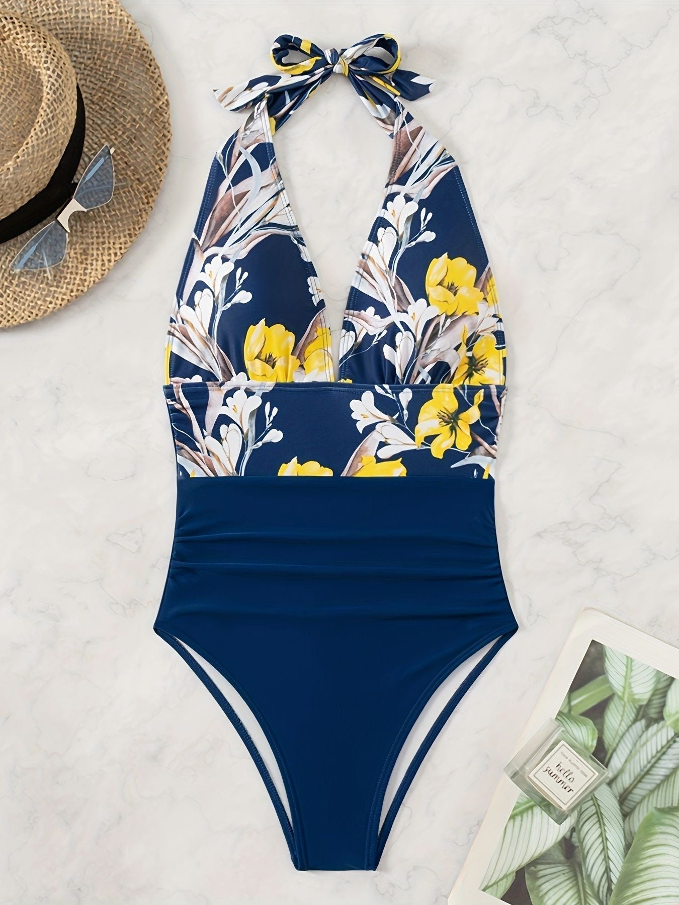 Damen Hochgeschnittener Floral Badeanzug R&B