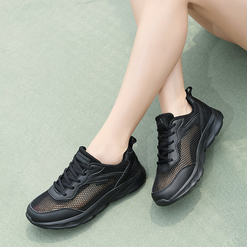 Damen nan leichter Alltags- und Reisesneaker mit luftiger Netzstruktur, dämpfender Leichtsohle und Fersenlasche R&B