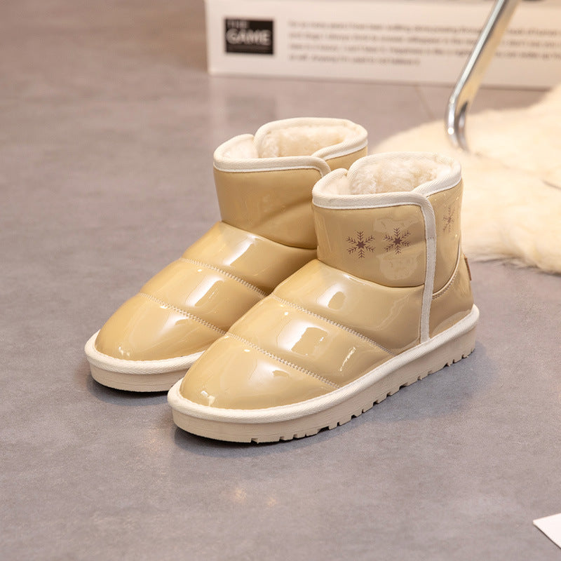 Damen modische Winterstiefel mit glänzenden Oberflächen und warmem Innenfutter R&B