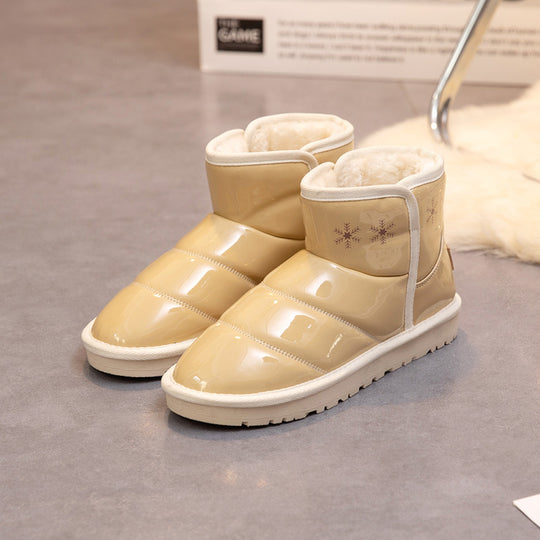 Damen modische Winterstiefel mit glänzenden Oberflächen und warmem Innenfutter R&B