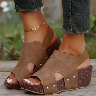 Damen bequeme Wedge-Sandalen mit modischem Cut-Out-Design und dekorativen Akzenten R&B