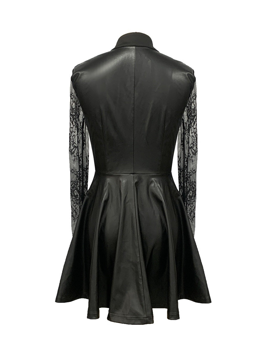 Damen Elegantes Kleid mit Spitzenärmeln und tailliertem Schnitt R&B