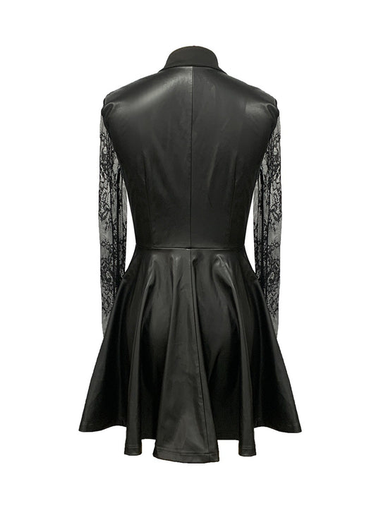 Damen Elegantes Kleid mit Spitzenärmeln und tailliertem Schnitt R&B