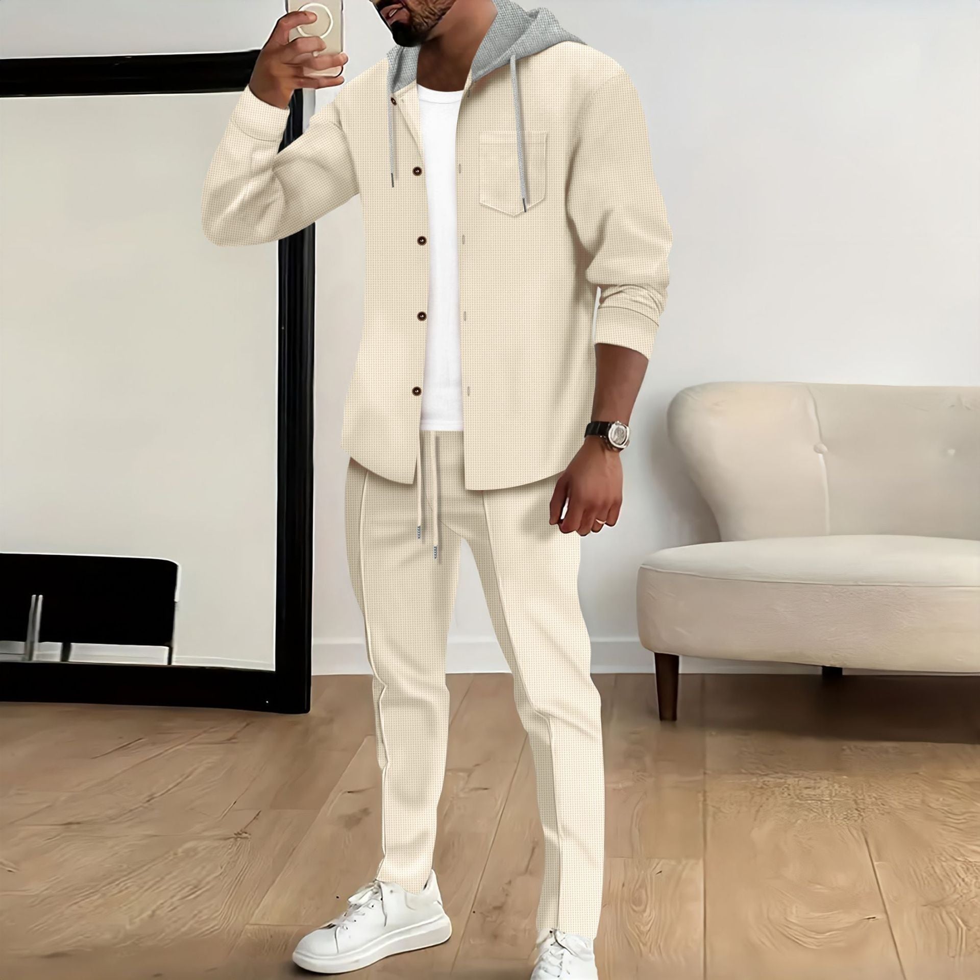 Herren Freizeit Kombination mit Kapuze R&B